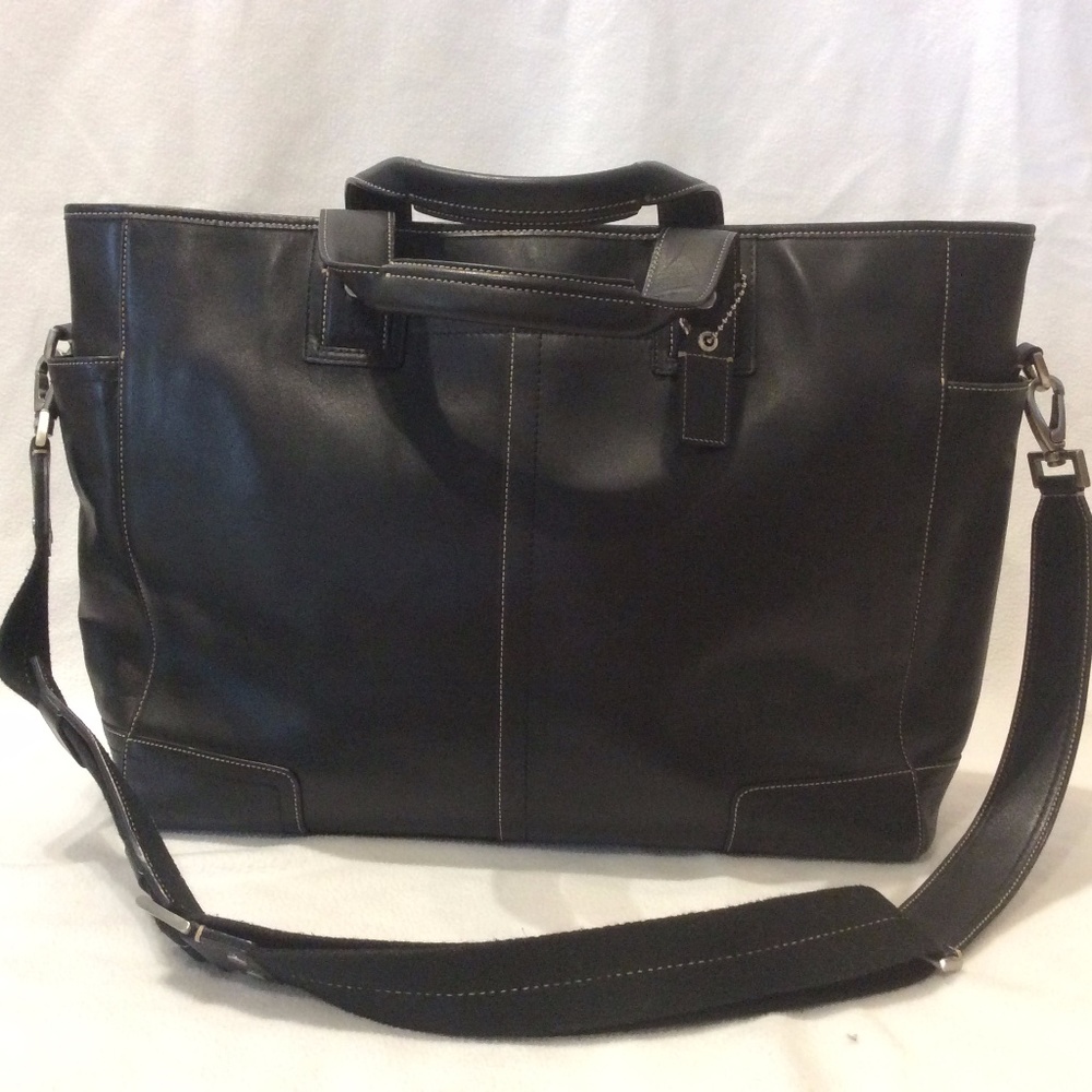 Coach Women's Laptop Bag, Black Leather - Picture 1 of 6